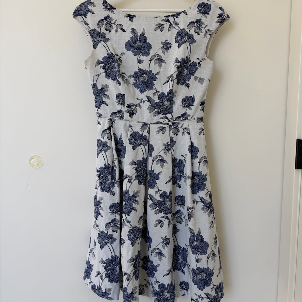 Gal Meets Glam White Dress with Blue Floral Print